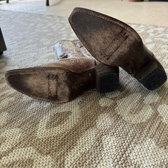 Corral Teens Crater with Bone Embroidery Western Cowboy Boots, Snip Toe, Size 4 - Picture 7 of 9